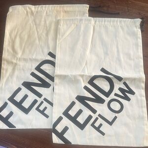 Fendi Cream Dust Bags with Black Logo